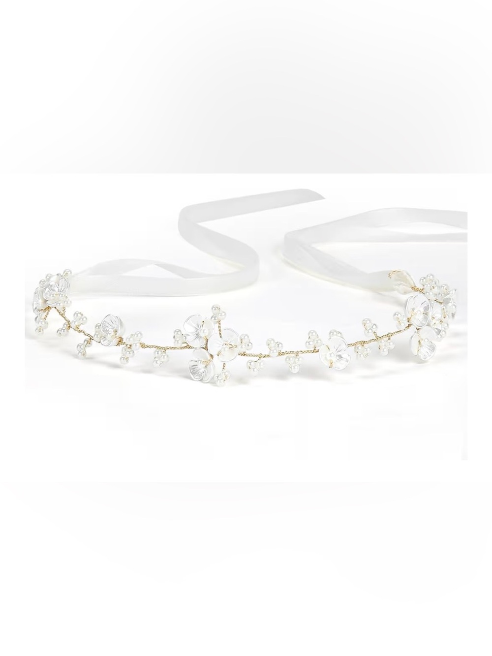 White Pearl Floral Headpiece for Women and Girls